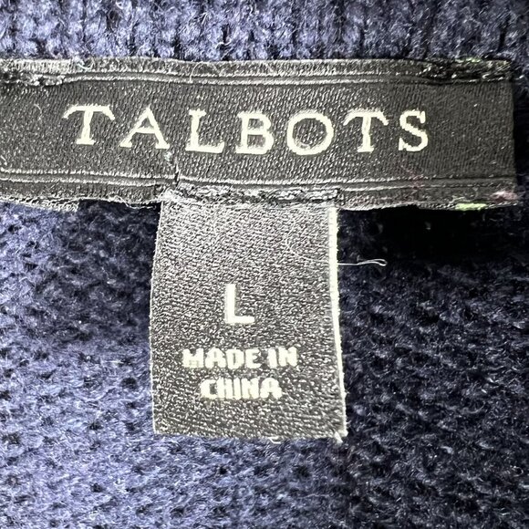 Talbots Womens L Fair Isle Shawl Collar Cardigan Sweater Soft Cozy Cotton Blend - Picture 14 of 16